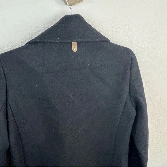 Mackage Black Wool Blend Double Breasted Pea Coat Military Designer Women’s XS - Picture 13 of 15